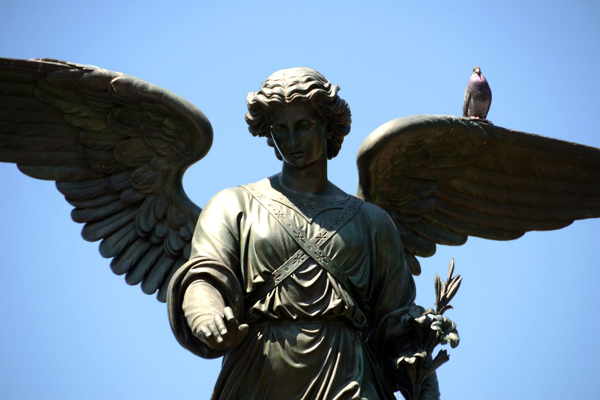 16E Bethesda Fountain Angel of the Waters Statue Close Up In Central Park